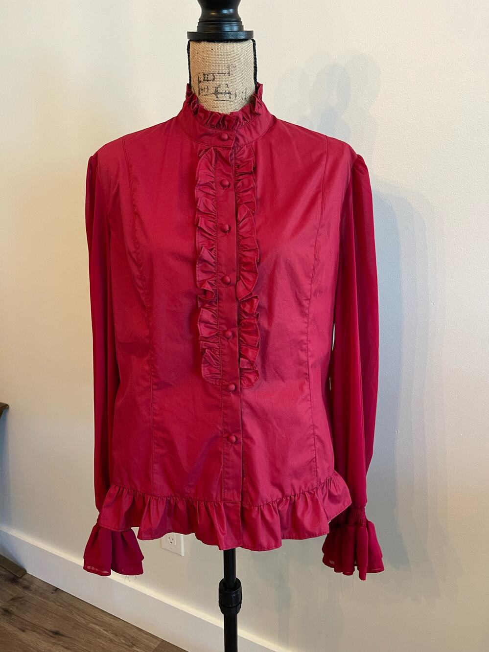 Scarlett Darkness Red Button Up Corsett Blouse Missing String Size XL